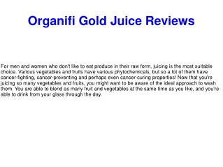 Organifi Gold Juice Reviews