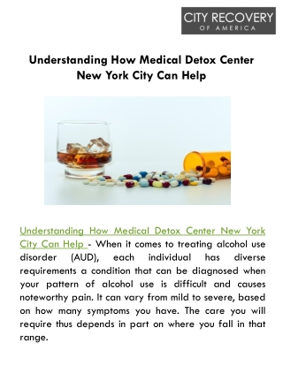 Understanding How Medical Detox Center New York City Can Help