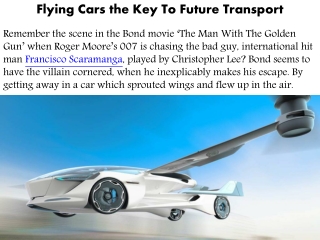 Flying Cars the Key To Future Transport