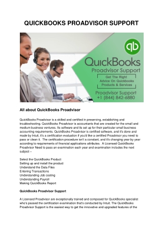quickbooks proadvisor support phone number