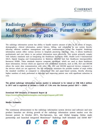 Radiology Information System Market An Overview To The Future Opportunities Over The Global