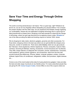Save Your Time and Energy Through Online Shopping
