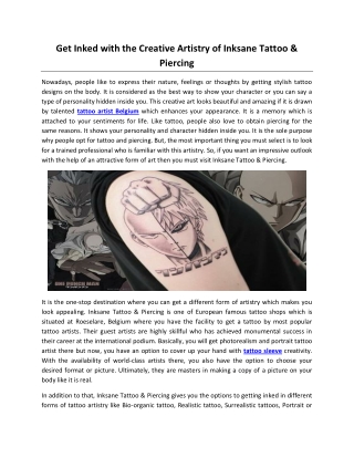 Get Inked with the Creative Artistry of Inksane Tattoo & Piercing