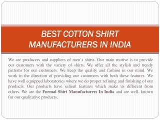 Buy 1 Get 1 Free Formal Shirt Manufacturers In India