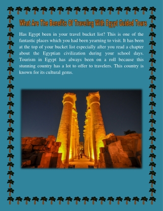 What Are The Benefits Of Traveling With Egypt Guided Tours