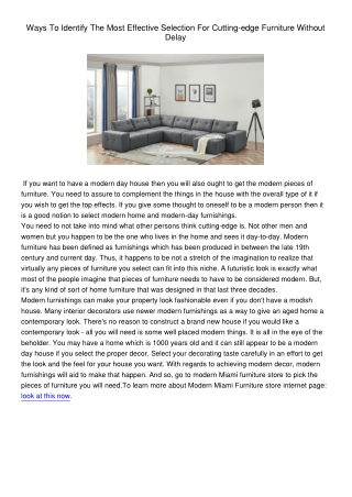 WaysToIdentifyTheMostEffectiveSelectionForCutting-edgeFurnitureWithoutDelay894