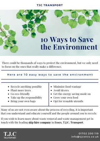 Top 10 ways to save the environment 2019