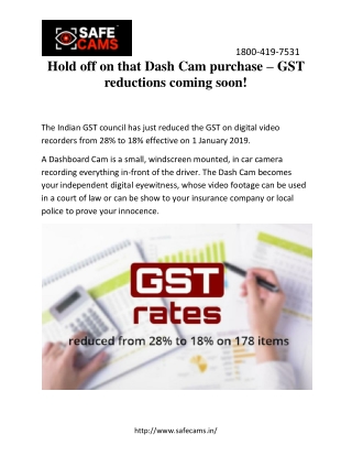 Hold off on that Dash Cam purchase – GST reductions coming soon!