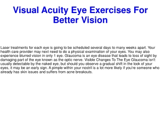 Visual Acuity Eye Exercises For Better Vision