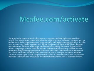 McAfee.com/Activate - McAfee Antivirus Activation Product Key