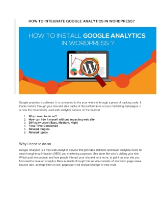 Call: 1-800-556-3577 How to Integrate Google Analytics in WordPress