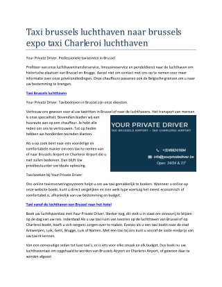 Taxi Brussels luchthaven