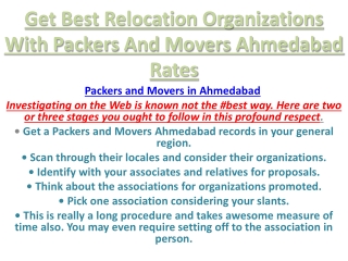 Get Best Relocation Organizations With Packers And Movers Ahmedabad Rates