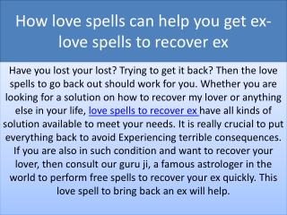 91-9646823014 | How love spells can help you get ex love