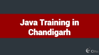 Java Training in Chandigarh - Cbitss technologoies