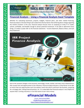 Financial Analysis – Using a Financial Analysis Excel Template