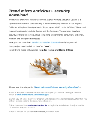 Trend micro antivirus security download
