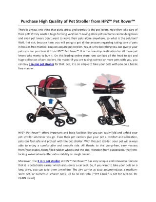 Purchase High Quality of Pet Stroller from HPZ™ Pet Rover™