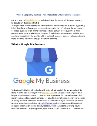 What is Google My Business How to Add Product in GMB