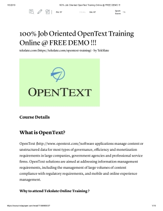 OpenText Training in India & USA - FREE DEMO