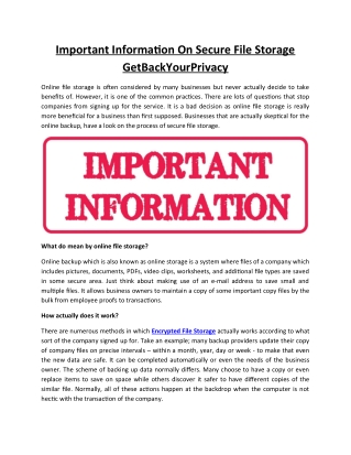 Important Information On Secure File Storage – GetBackYourPrivacy