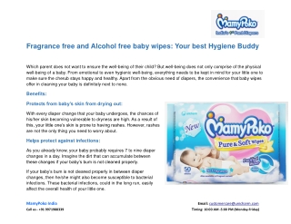 Fragrance free and Alcohol free baby wipes: Your best Hygiene Buddy