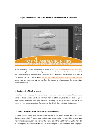 Top 4 Animation Tips that Creature Animators Should Know