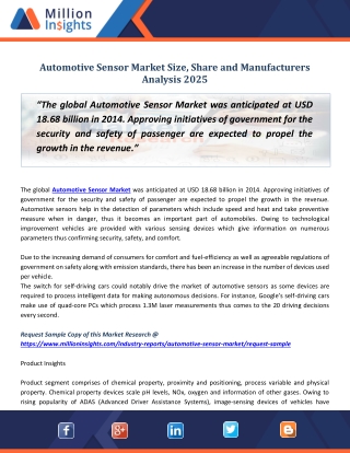 Automotive Sensor Market Size & Forecast Report 2012 - 2022
