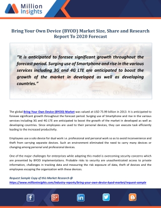 Bring Your Own Device (BYOD) Market Size & Forecast Report 2012 - 2020