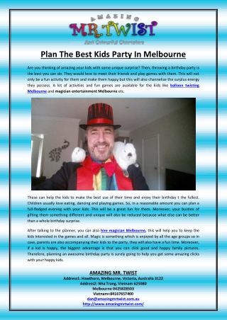 Plan The Best Kids Party In Melbourne