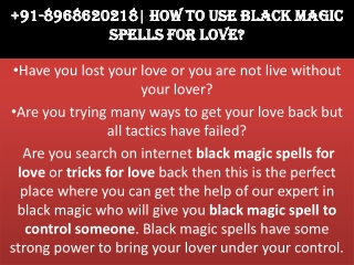 How to use black magic spells to love
