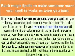 Black magic spells to make someone want you