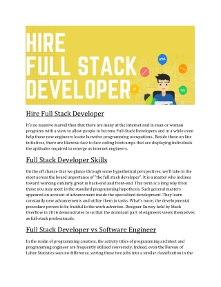 Hire Full Stack Developer