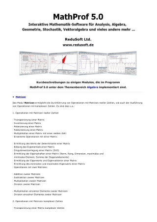 MathProf 5.0 - Themenbereich Algebra