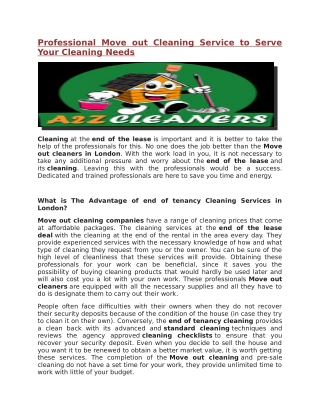 Professional Move out Cleaning Service to Serve Your Cleaning Needs