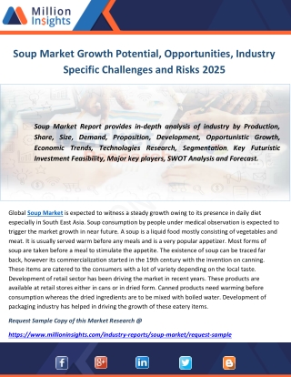 Soup Market Growth Potential, Opportunities, Industry Specific Challenges and Risks 2025