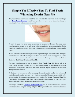 Simple Yet Effective Tips To Find Teeth Whitening Dentist Near Me