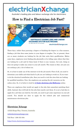 How to Find a Electrician Job Fast