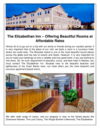 The Elizabethan Inn – Offering Beautiful Rooms at Affordable Rates