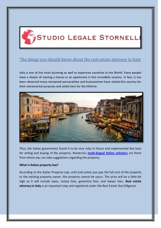 The things you should know about the real estate attorney in Italy