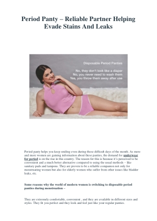 Period Panty – Reliable Partner Helping Evade Stains And Leaks