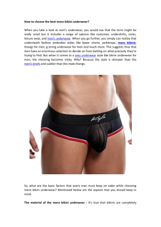 How to choose the best mens bikini underwear?