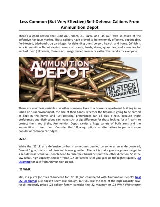 Less Common (But Very Effective) Self-Defense Calibers From Ammunition Depot