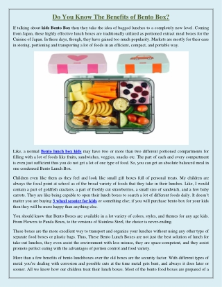 Do You Know The Benefits of Bento Box?