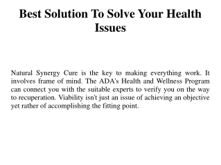 Best Solution To Solve Your Health Issues