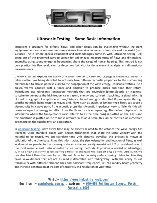 Ultrasonic Testing – Some Basic Information
