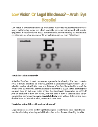 Low Vision Or Legal Blindness? - Arohi Eye Hospital