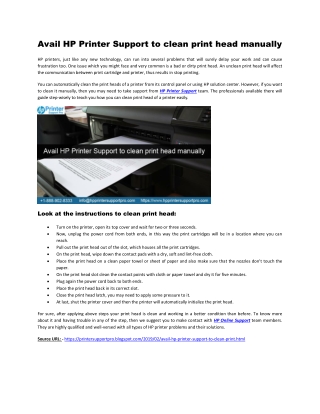 Avail HP Printer Support to clean print head manually