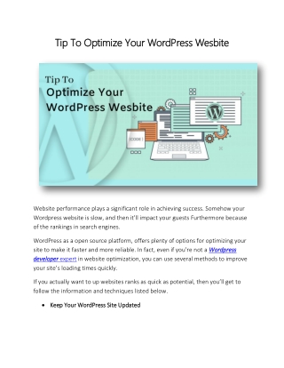 Tip To Optimize Your WordPress Wesbite
