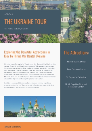 AddCar: Exploring the Beautiful Attractions in Kiev by Hiring Car Rental Ukraine